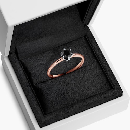 Pierścionek zaręczynowy The Journey: dwukolorowe złoto, z czarnym diamentem